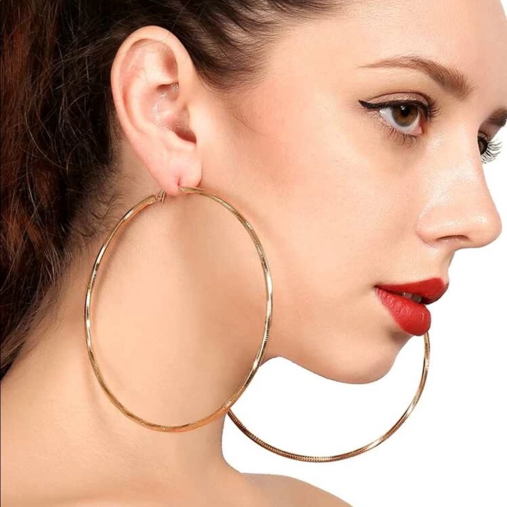 New Open Hoop Drop Earrings